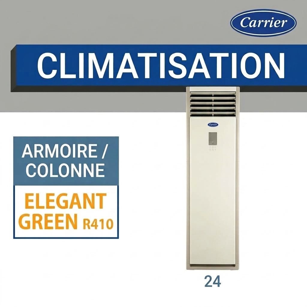 Climatiseur Carrier Armoire Inverter 24000 BTU – Gaz R410A – Climatisation et Chauffage Silencieux pour Commerces et Résidences (Modèle 38AFP024N4SP)